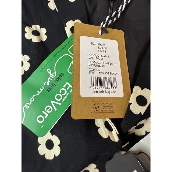 New US 18 UK 22 Joanie Black & White Dani Daisy Jumpsuit Cropped Tie Light - Picture 6 of 10